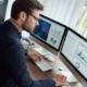 business person looking at charts